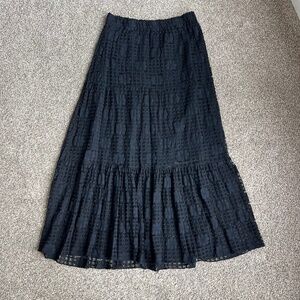 Kate & Mallory Black Floral Lace Maxi Skirt, Size Medium